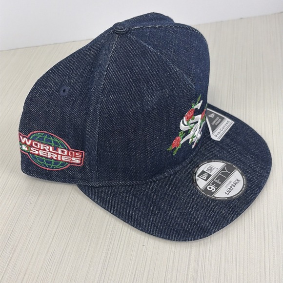 Chicago White Sox New Era 9Fifty A-Frame SnapBack Hat Denim Rose 2005 WS Patch - Picture 4 of 7